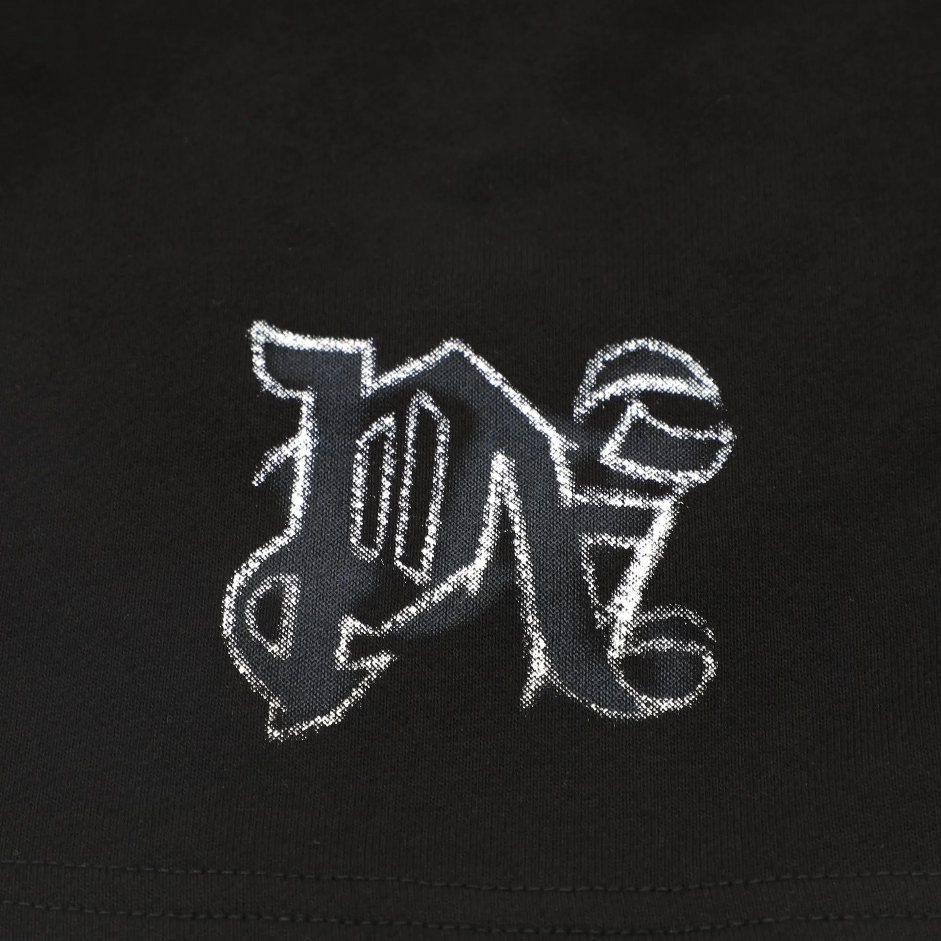 Palm Angels Chalk Lettering Shorts Black - Gallery Image 5 - Detailed View