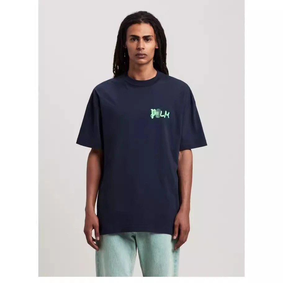 Summer Graphic Cotton Tee Unisex Top Midnight Navy - Gallery Image 9 - Detailed View