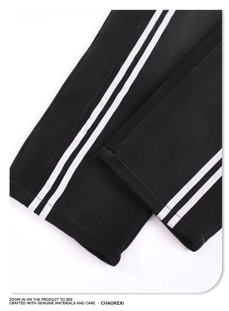 Retro Velvet Ribbon Straight-Leg Men's Pants Jet Black - Gallery Image 7 - Detailed View