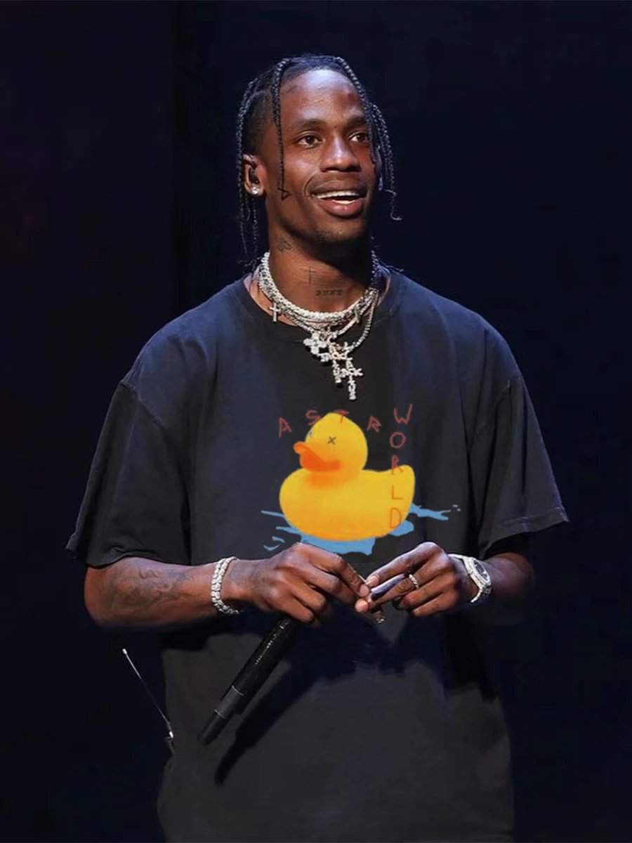 Street Style Duck Print Cotton Tee Ebony Black - Gallery Image 12 - Detailed View