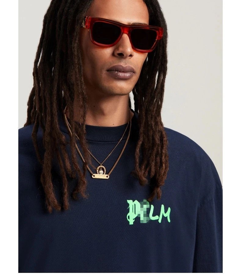 Summer Graphic Cotton Tee Unisex Top Midnight Navy - Gallery Image 12 - Detailed View