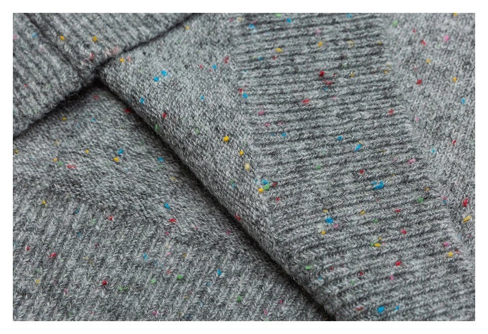 Men's Casual Henley Flecked Knit Sweater Fall Winter Ecru - Gallery Image 12 - Detailed View