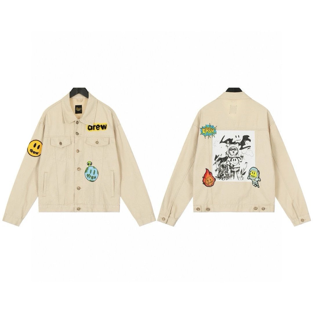 Street Art Alien Denim Jacket Sand Beige - Related Product - Cnfans