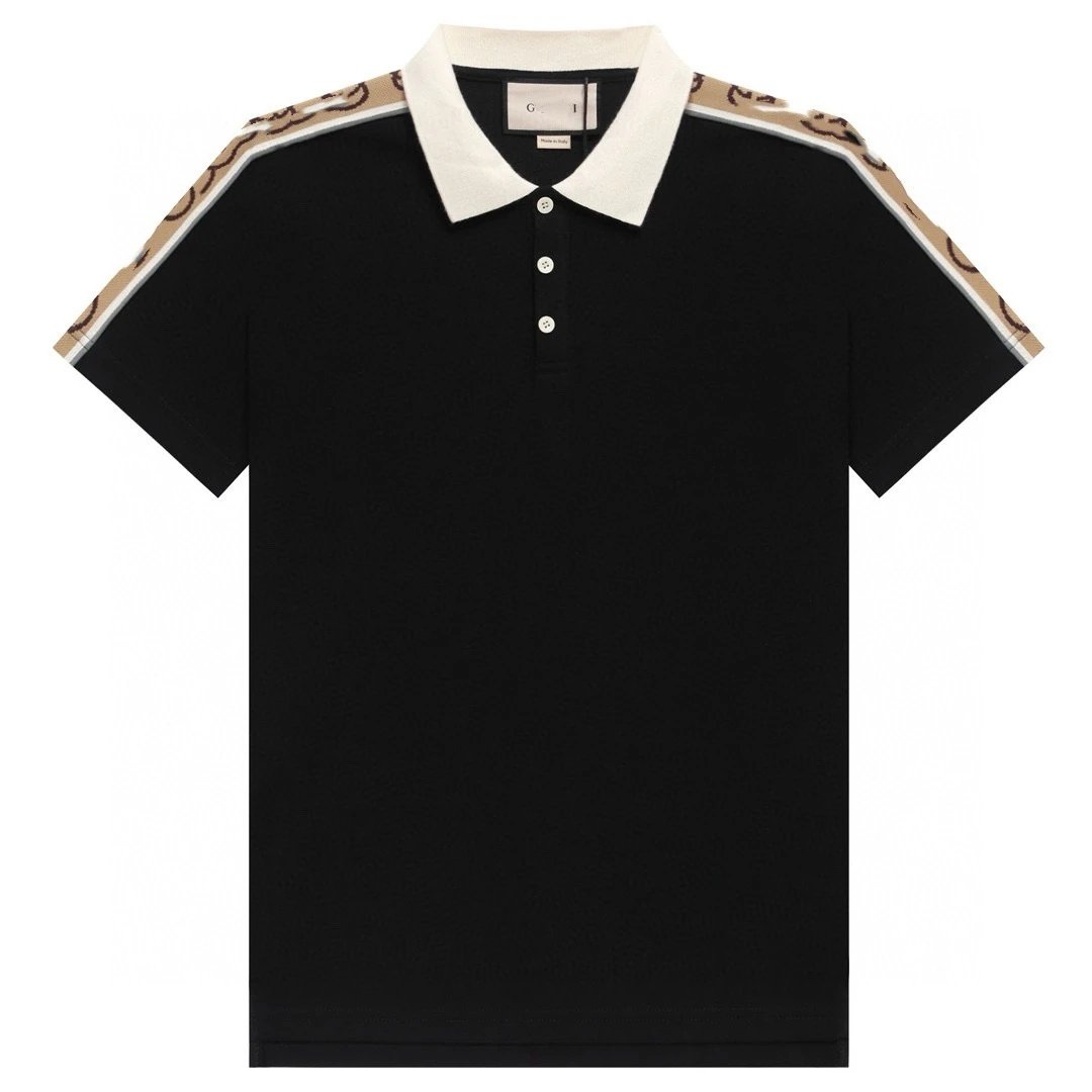 Casual Polo Shirt Reflective Tape Cotton Onyx - High Quality Product Image - Cnfans