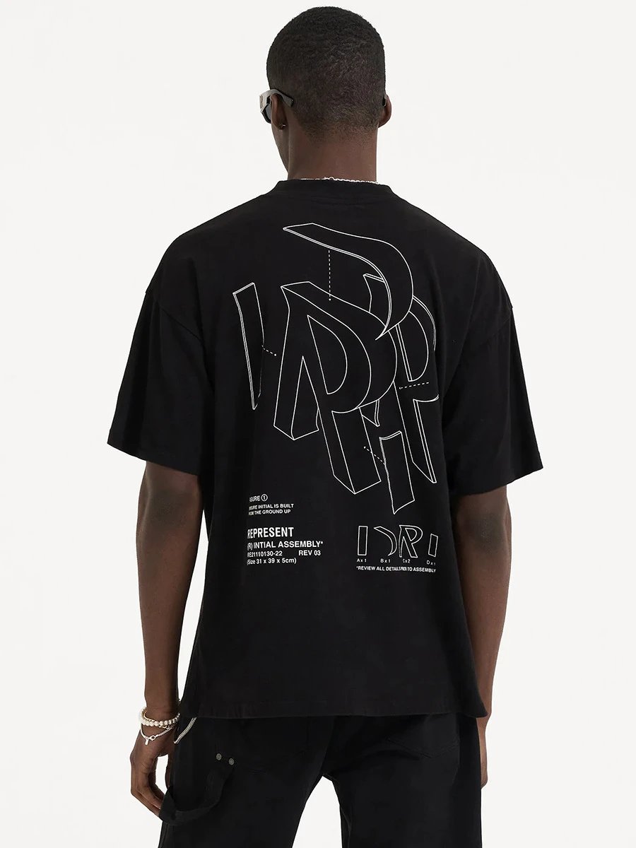REPRESENT Graphic T-Shirt Black/White - Gallery Image 7 - Detailed View