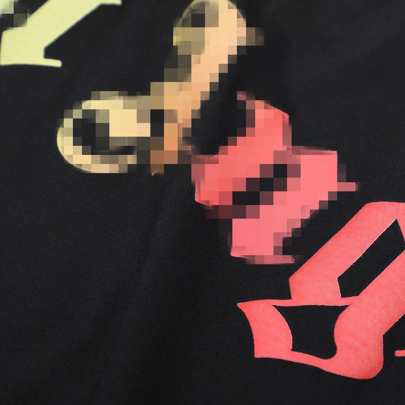 Streetwear Cotton Graphic Tee Multicolor Letters White Black - Gallery Image 7 - Detailed View