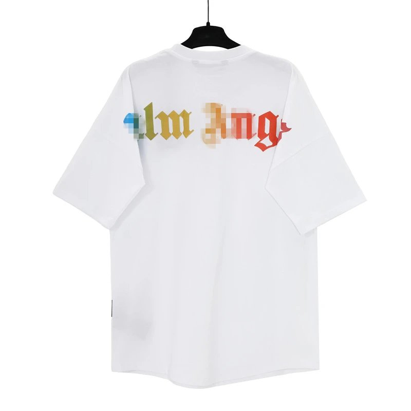 Streetwear Cotton Graphic Tee Multicolor Letters White Black - Palm Angels - Cnfans - $22.90