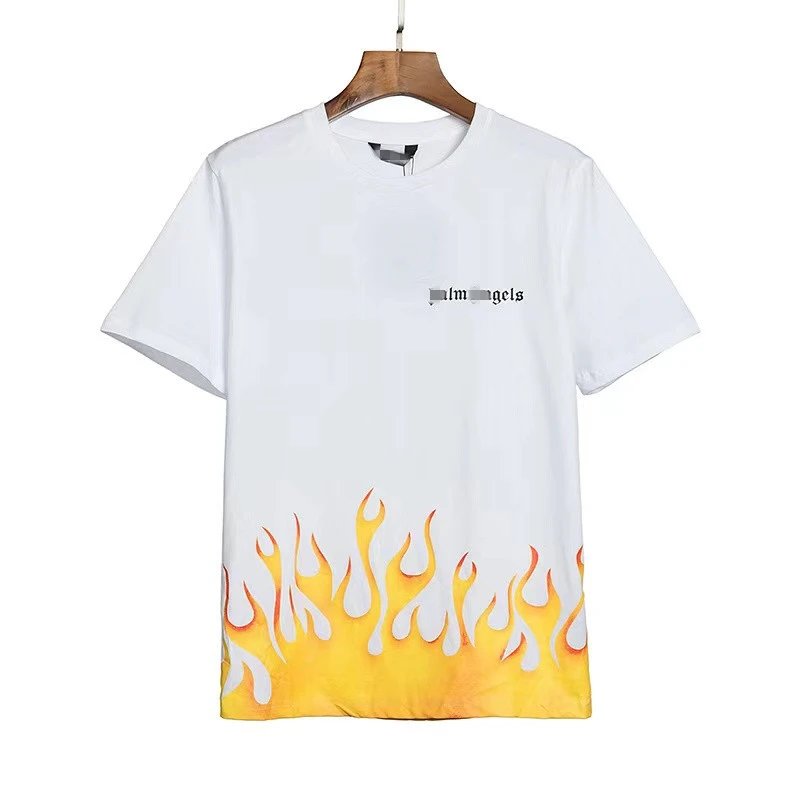Unisex Flame Print Cotton Tee Ivory/Onyx - Related Product - Cnfans