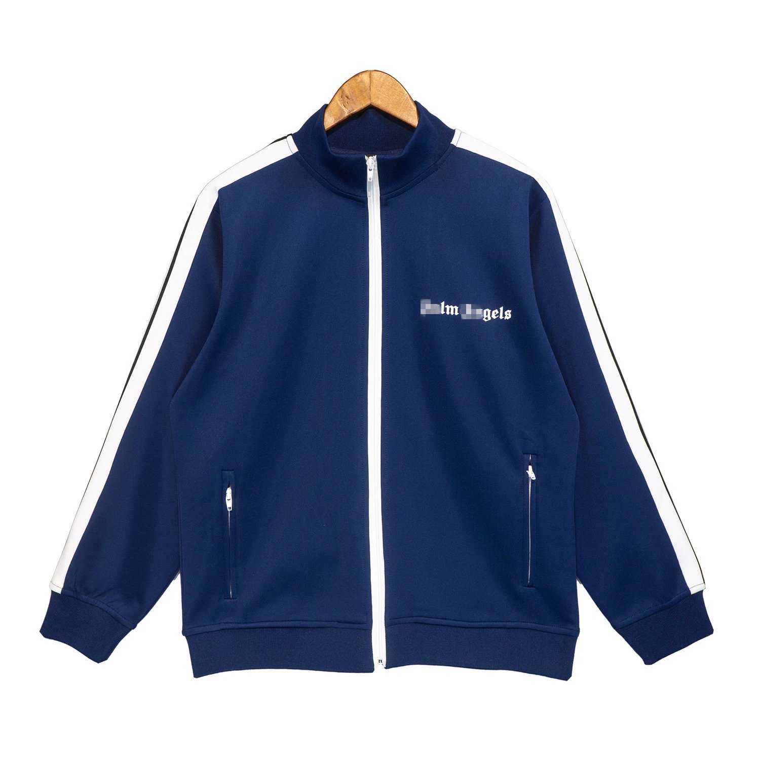 Sporty Stripe Track Jacket Unisex Outerwear - Navy - Palm Angels - Cnfans - $35.16