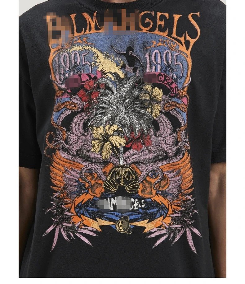 Graphic Skull Bear Streetwear Tee Noir - Gallery Image 4 - Detailed View