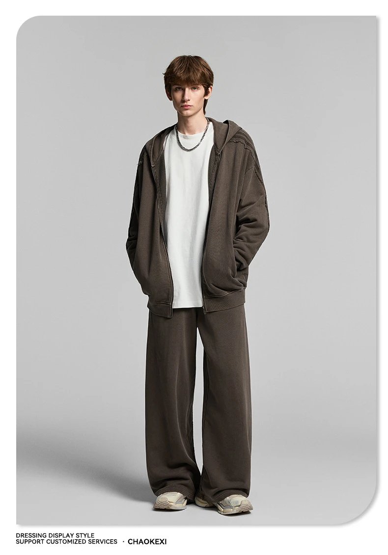 Oversized Heavyweight Fleece Zip Hoodie Unisex Autumn Onyx - Gallery Image 10 - Detailed View