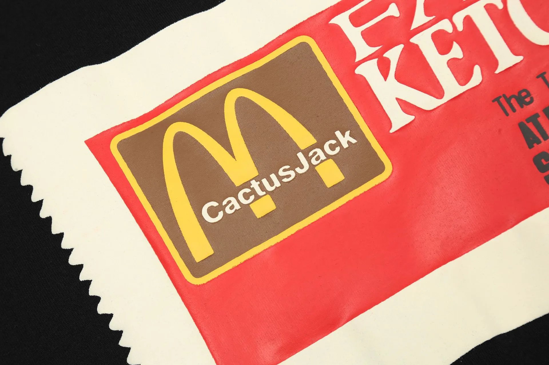 Street Style Ketchup Print Cotton T-Shirt Ebony Black - Gallery Image 8 - Detailed View