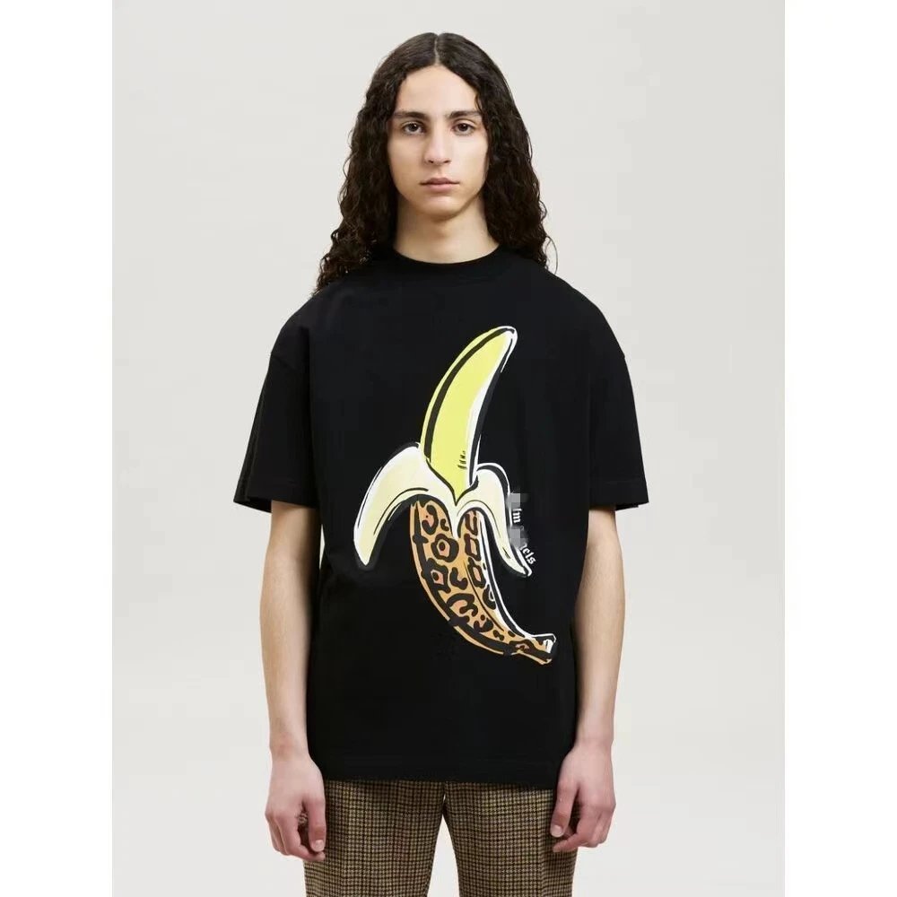 Leopard Banana Print Cotton Tee Black - Gallery Image 13 - Detailed View