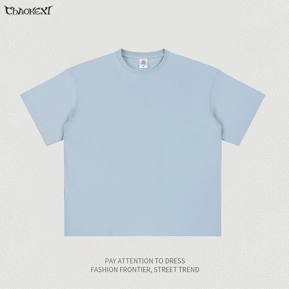Street Cotton Men's T-Shirt Basic Tee Cornflower - CHAOKEXI - Cnfans - $17.58