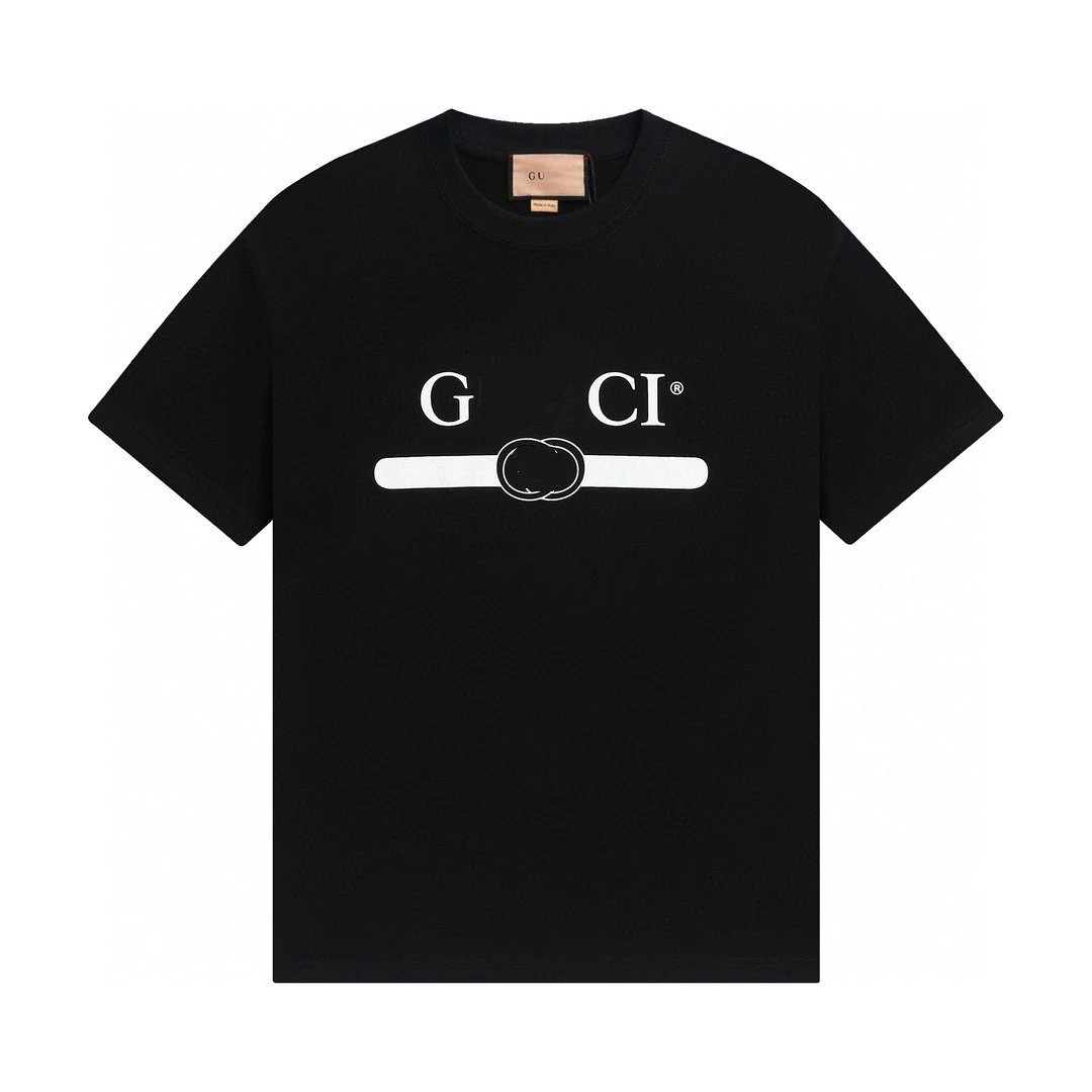 Casual Cotton Graphic Tee Unisex Jet Black - Gucci - Cnfans - $21.94