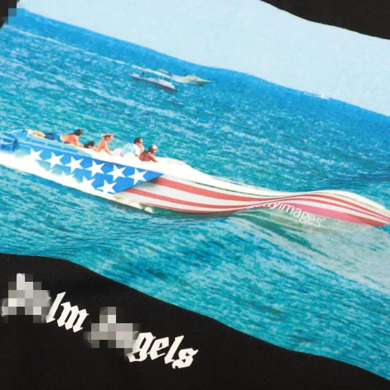 High Street Boat Graphic Cotton T-Shirt Jet Black - Gallery Image 5 - Detailed View
