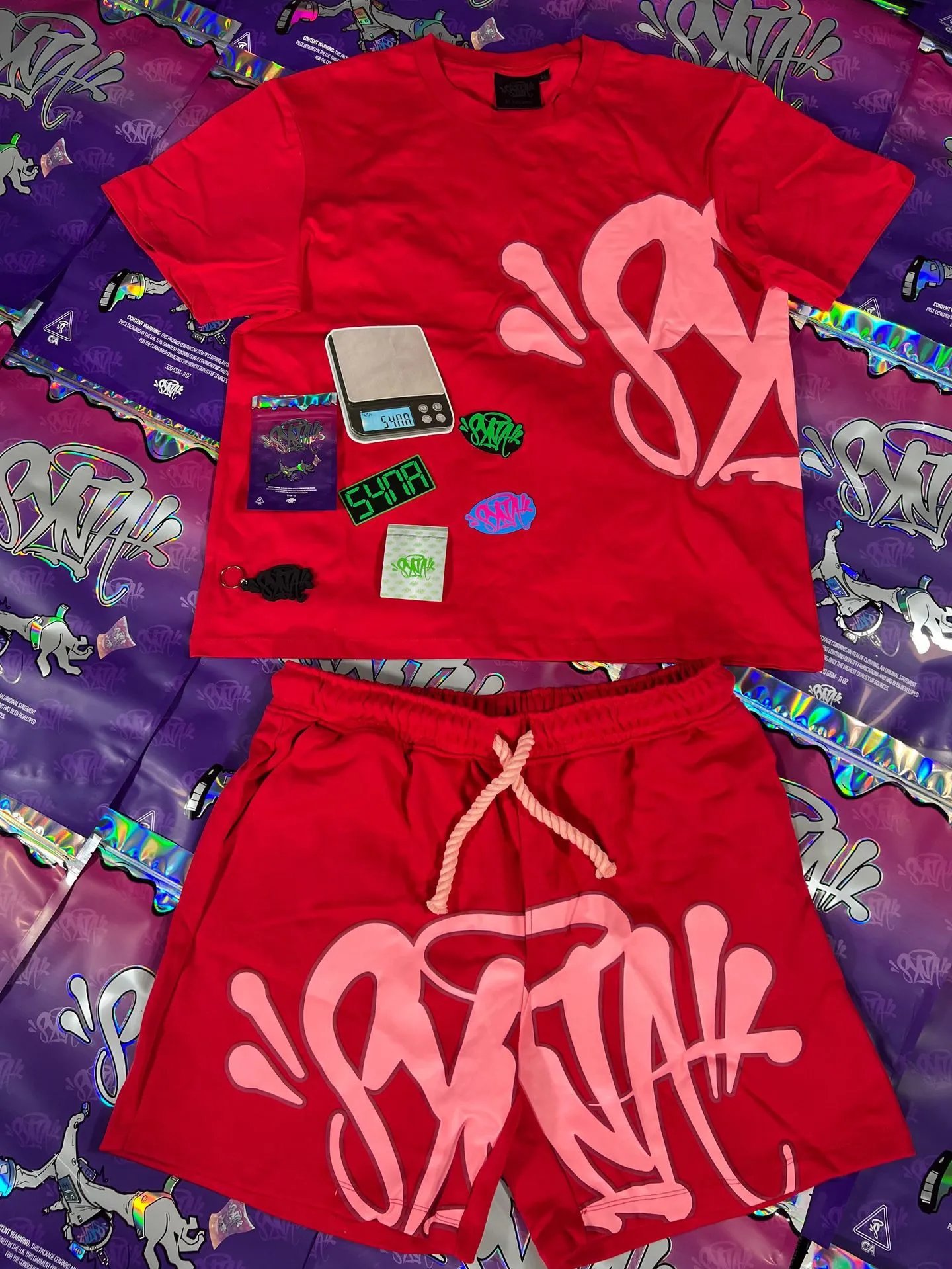 Hip Hop Fleece Hoodie Pants Set Scarlet - Syna World(Syna) - Cnfans - $43.19