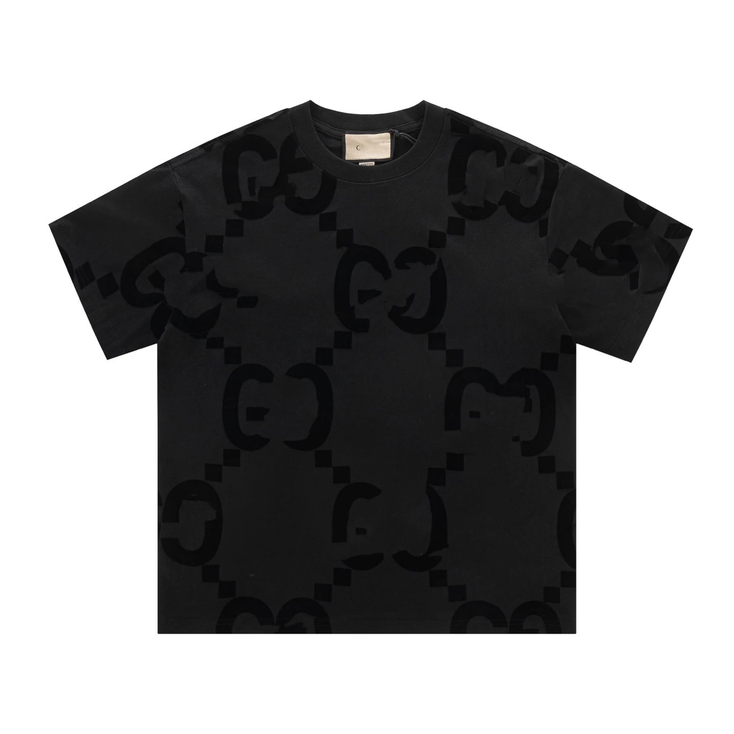 Velvet Print Casual Unisex Tee - Onyx - Gucci - Cnfans - $24.52