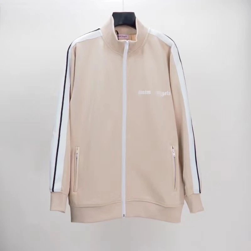 Casual Striped Zip Jacket Unisex Outerwear - Ecru - Palm Angels - Cnfans - $35.16
