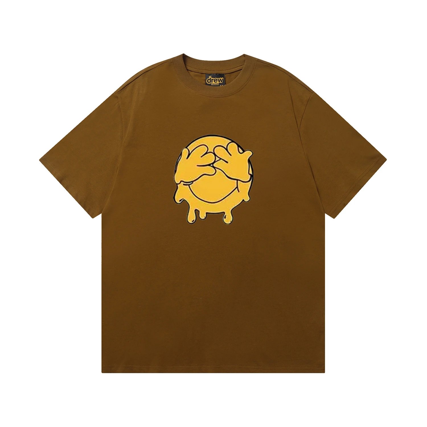 Streetwear Cartoon Smile Graphic Cotton Tee Umber Brown - Related Product - Cnfans