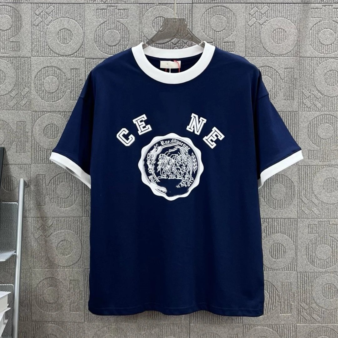 Relaxed Fit Ringer Graphic Tee, Crew Neck, Arch Print, Midnight Blue - Gallery Image 3 - Detailed View