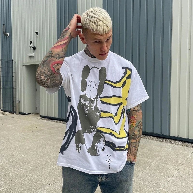 Streetwear Graphic Cotton Tee Ivory Yellow - Gallery Image 10 - Detailed View