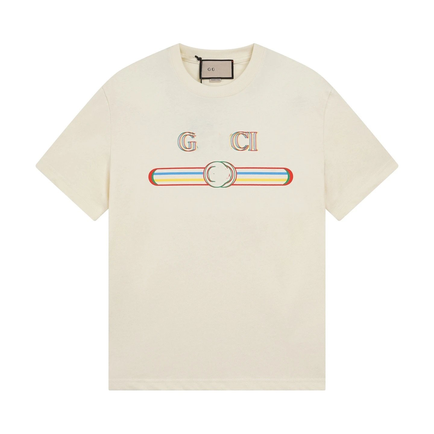 Casual Letter Print Cotton Summer T-Shirt Ecru - Gucci - Cnfans - $21.94