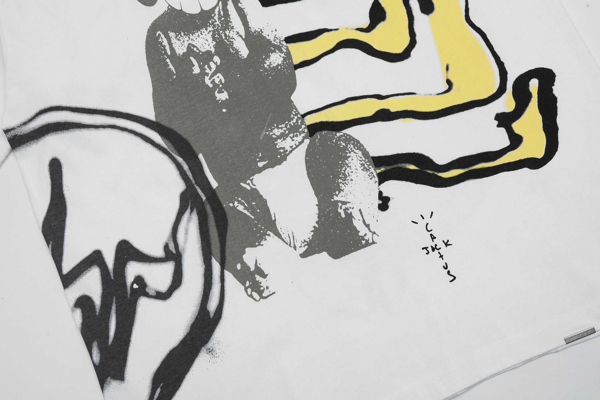 Streetwear Graphic Cotton Tee Ivory Yellow - Gallery Image 7 - Detailed View