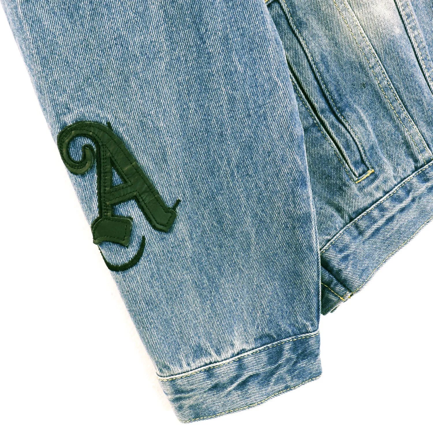 Men's Denim Jacket, Street Style, Embroidered, Sky Blue - Gallery Image 10 - Detailed View