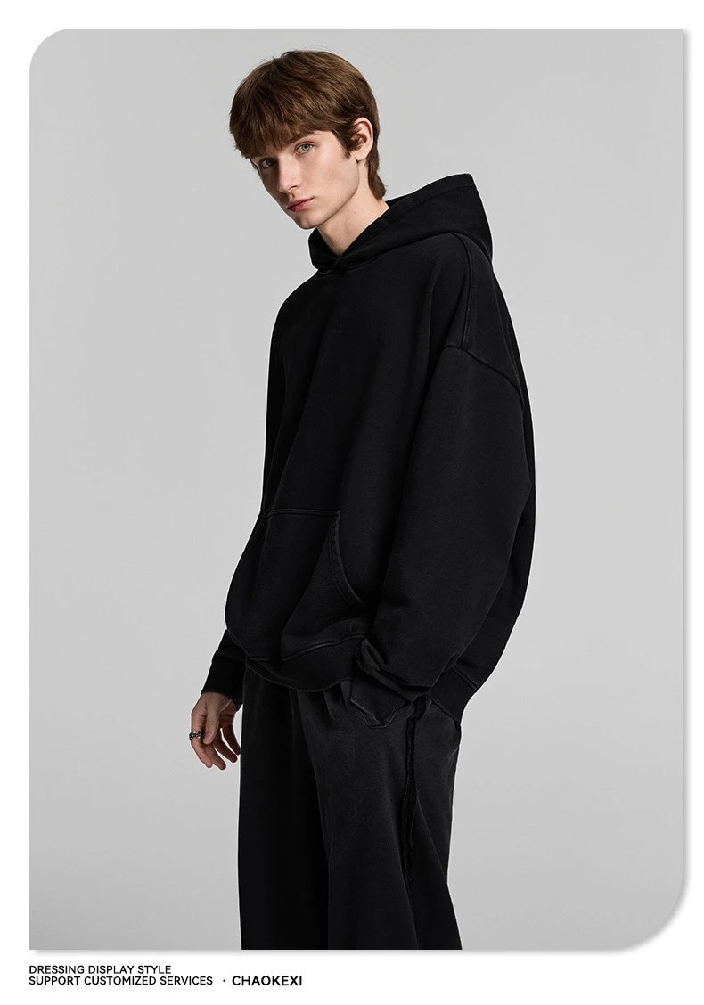 Oversized Washed Hoodie Unisex Fall Rosewood Pink - Gallery Image 8 - Detailed View