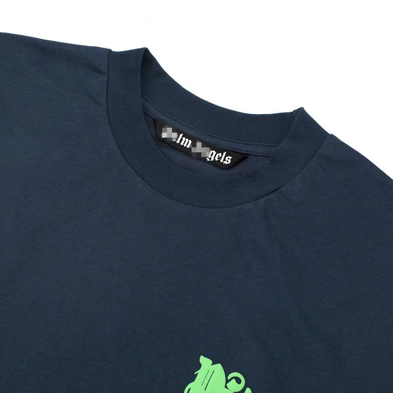 Summer Graphic Cotton Tee Unisex Top Midnight Navy - Gallery Image 4 - Detailed View