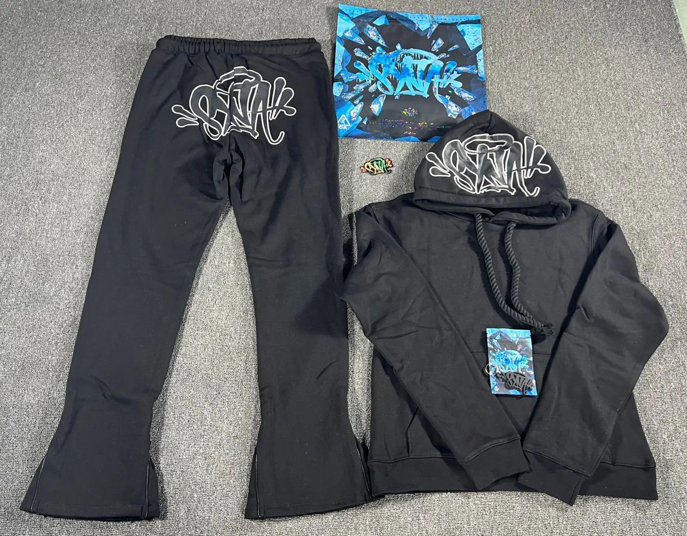 Hip Hop Fleece Hoodie Pants Set,Sky Blue - Syna World(Syna) - Cnfans - $58.03