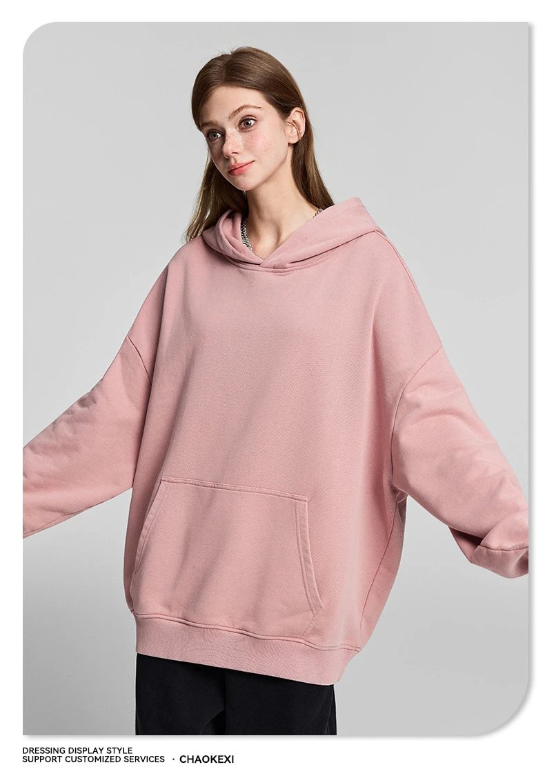 Oversized Washed Hoodie Unisex Fall Rosewood Pink - Gallery Image 14 - Detailed View