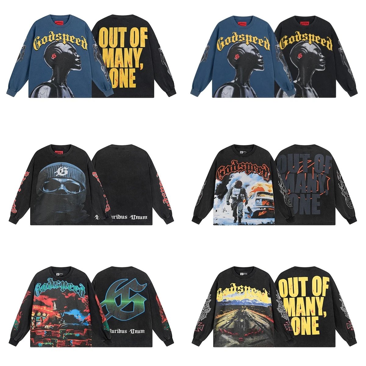 God Speed Vintage Washed Graphic Long-Sleeve Tee - Related Product - Cnfans