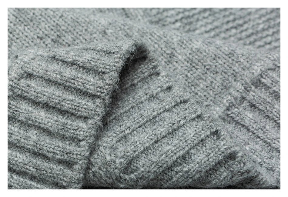 Fall Winter Unisex Full-Zip Retro Knit Sweater Cardigan Ash Grey - Gallery Image 13 - Detailed View