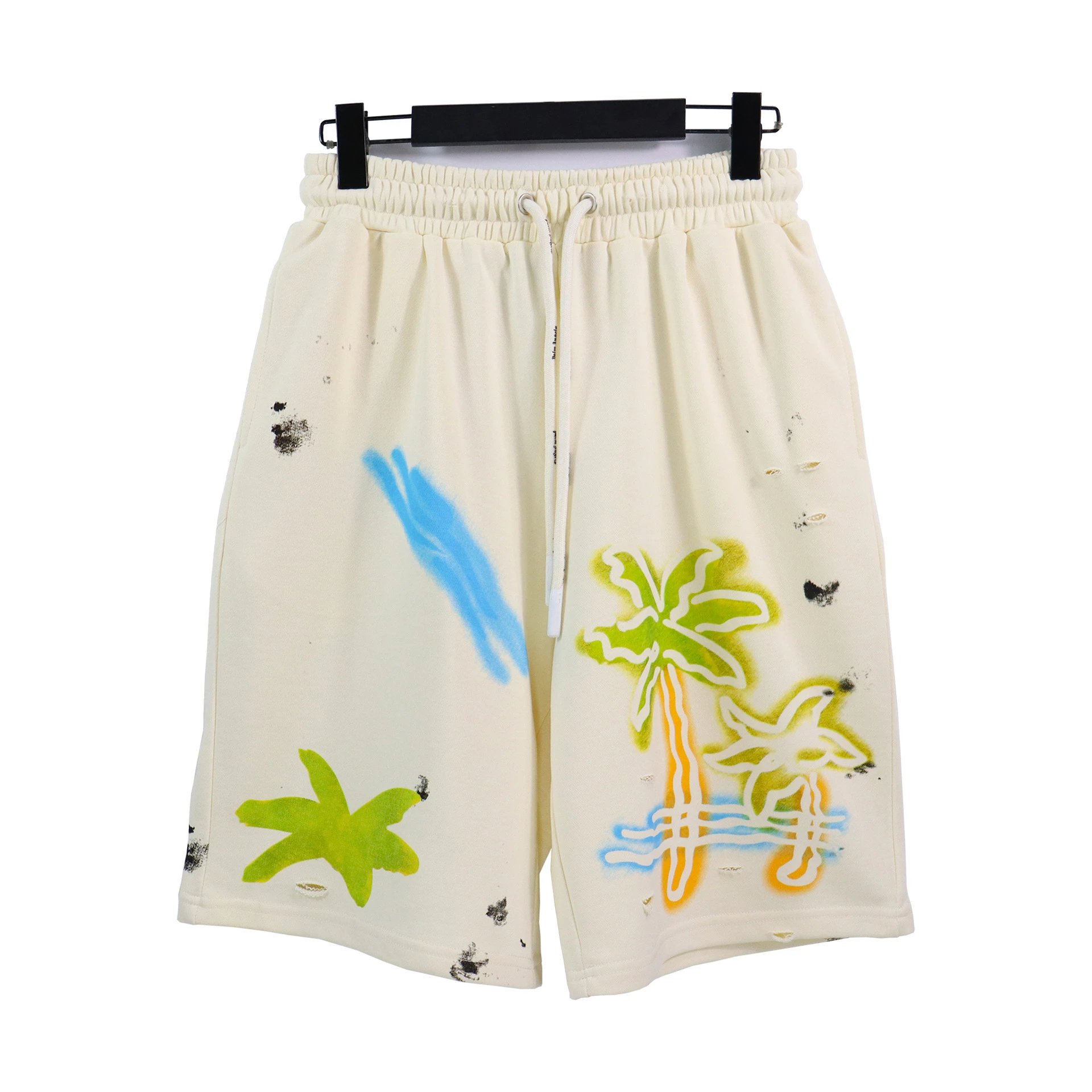 Graffiti Beach Sports Shorts Ivory - Gallery Image 2 - Detailed View