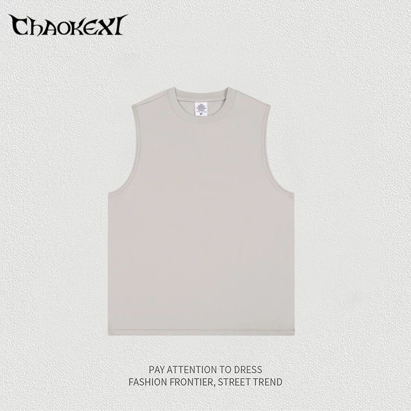 Men's Cotton Sleeveless Tank Top Street Style Slate - Gallery Image 3 - Detailed View