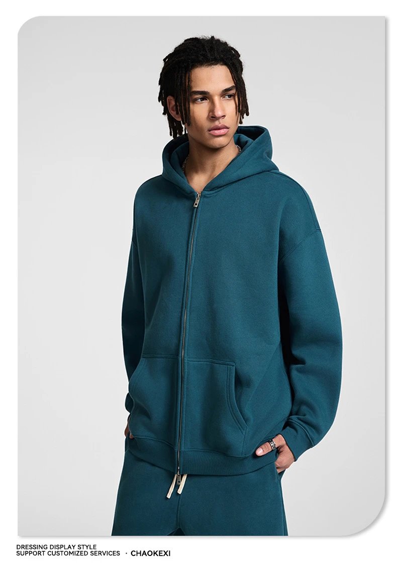 Street Zip Fleece Hoodie Fall Winter Unisex Blush Pink - Gallery Image 11 - Detailed View