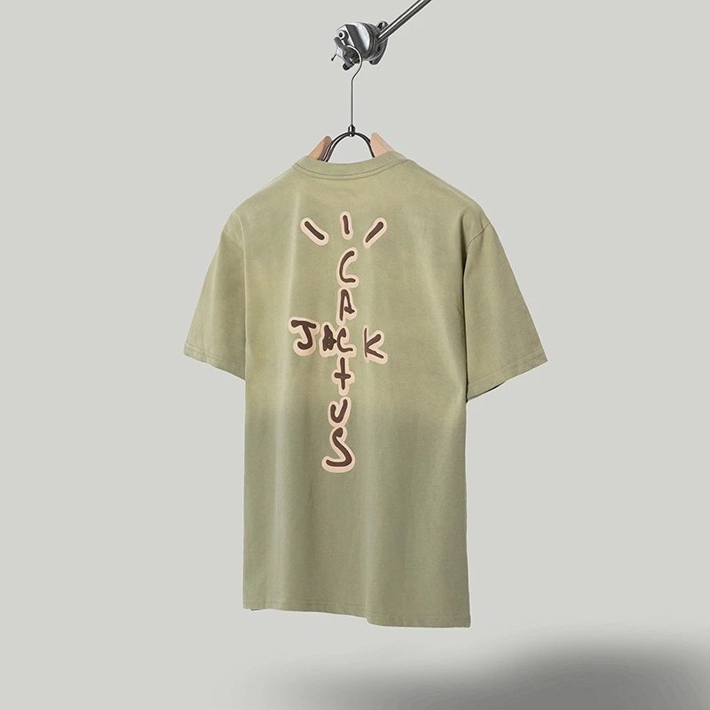 Vintage Graphic Streetwear Cotton T-Shirt Moss Green - Gallery Image 5 - Detailed View