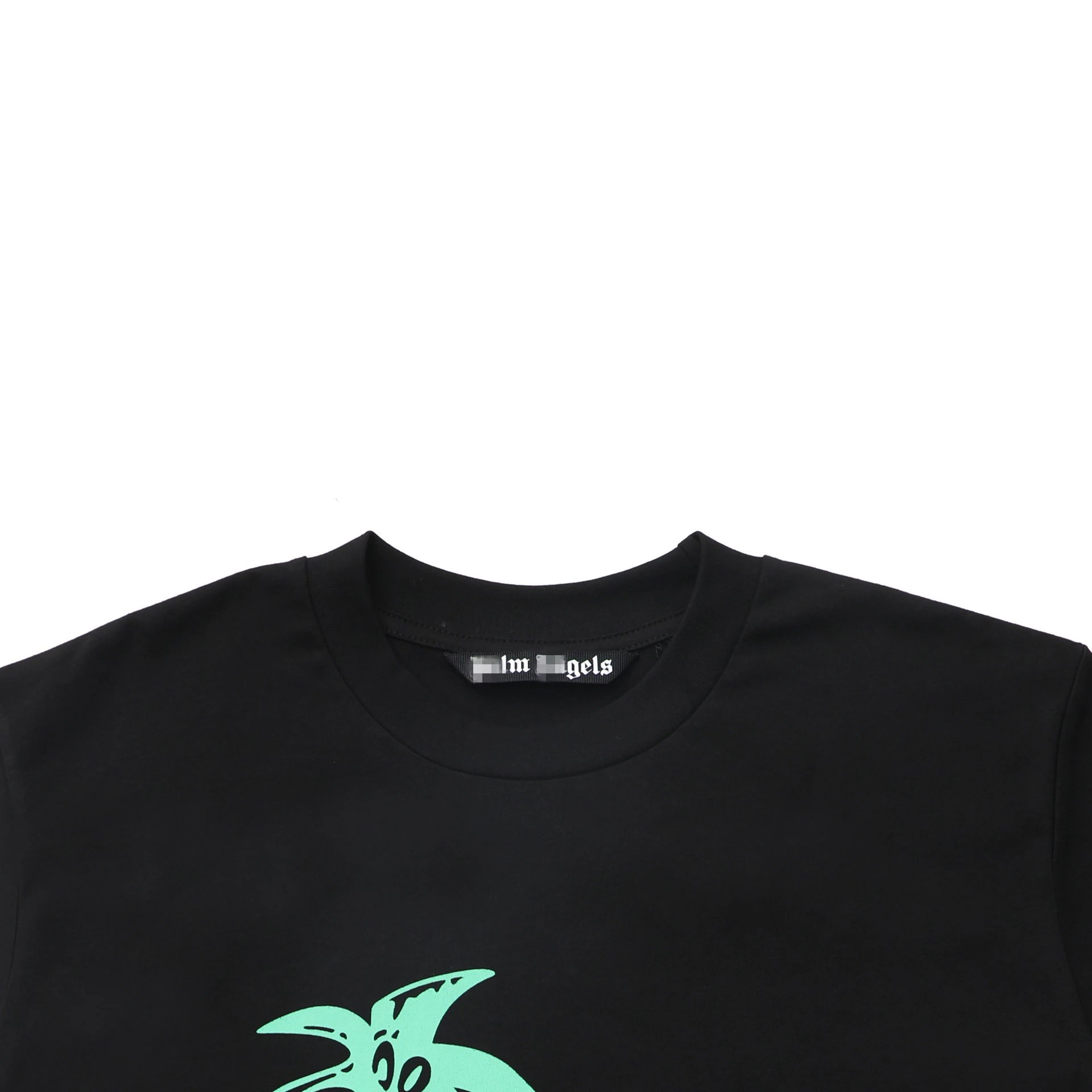 Unisex Streetwear Cotton Palm Tree Graphic Tee Black - Gallery Image 5 - Detailed View
