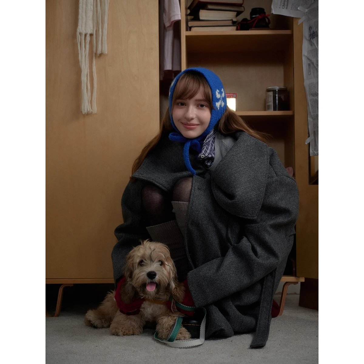 Unisex Oversized Wool Blend Winter Coat, Charcoal Grey - Gallery Image 3 - Detailed View