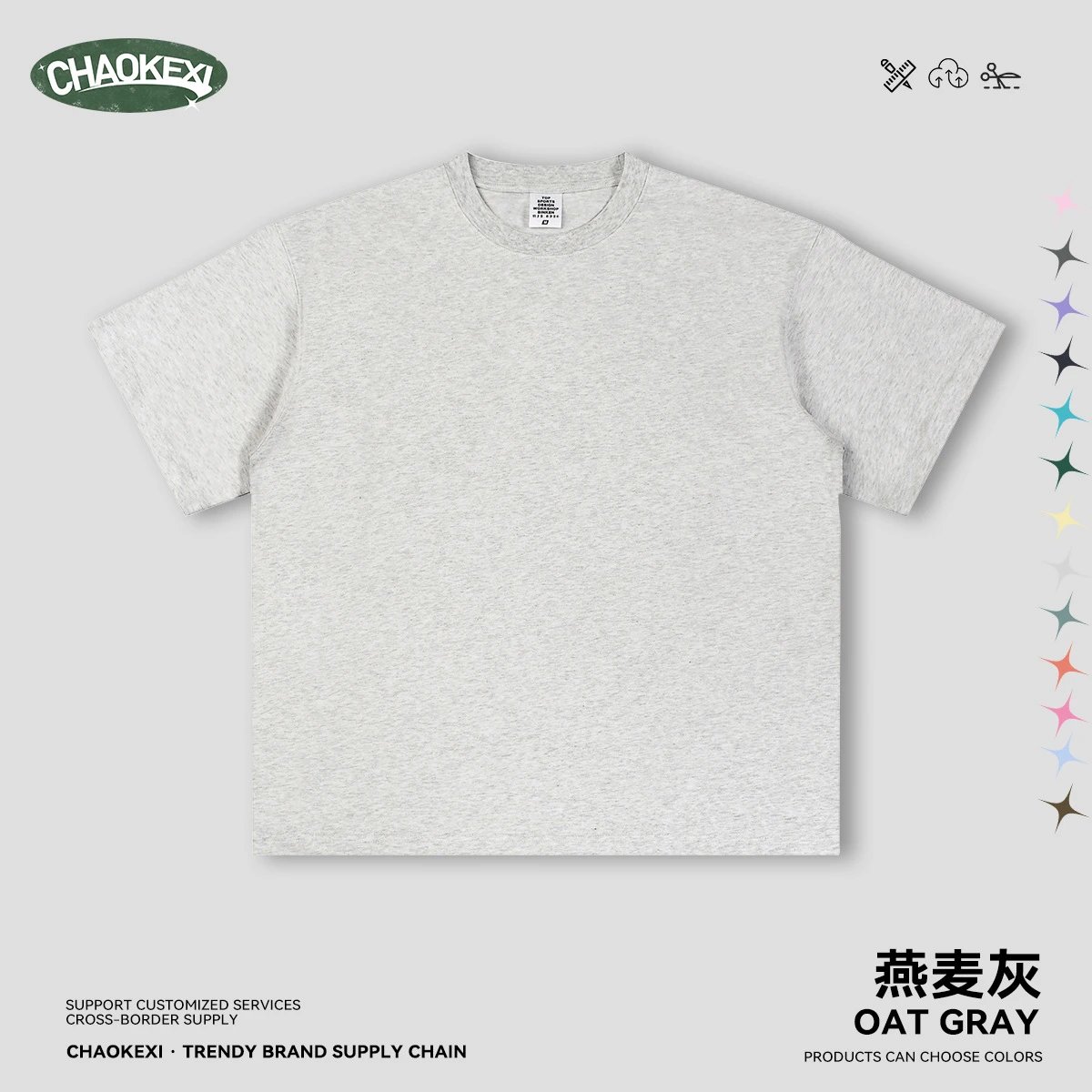 Men's Cotton Casual T-Shirt Summer Oat Gray - CHAOKEXI - Cnfans - $15.08