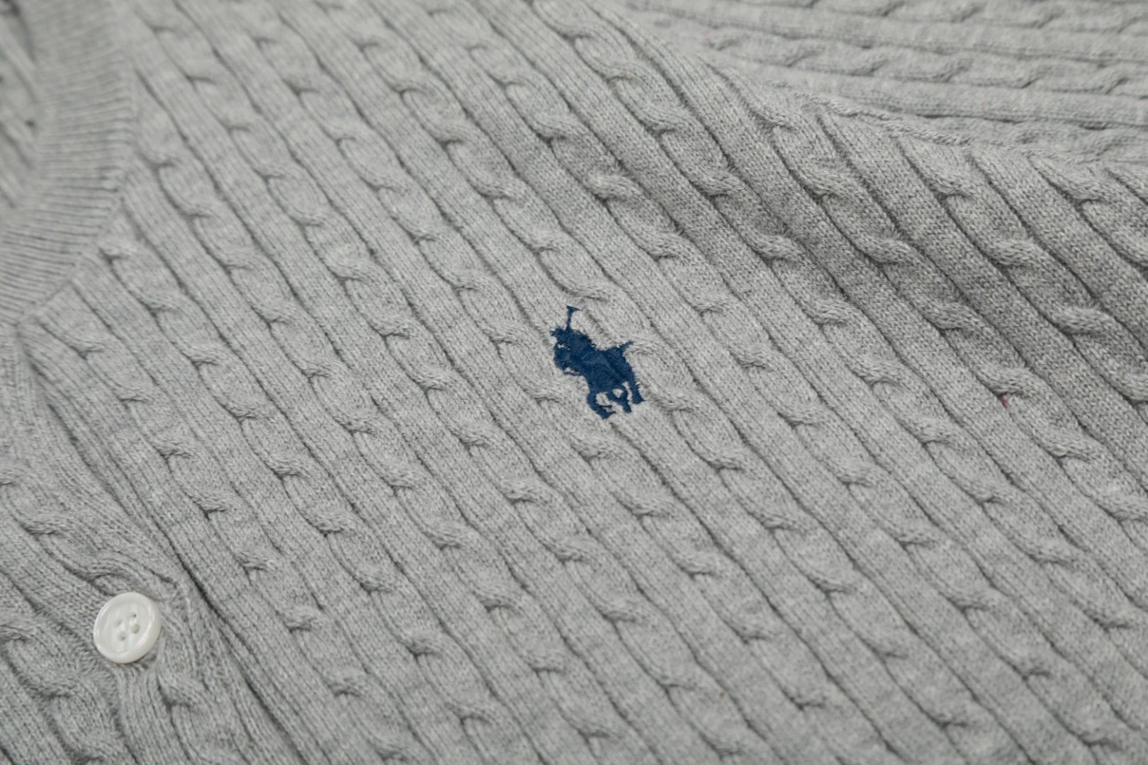 Cable-Knit Cotton Cardigan Top, Wisteria - Gallery Image 14 - Detailed View