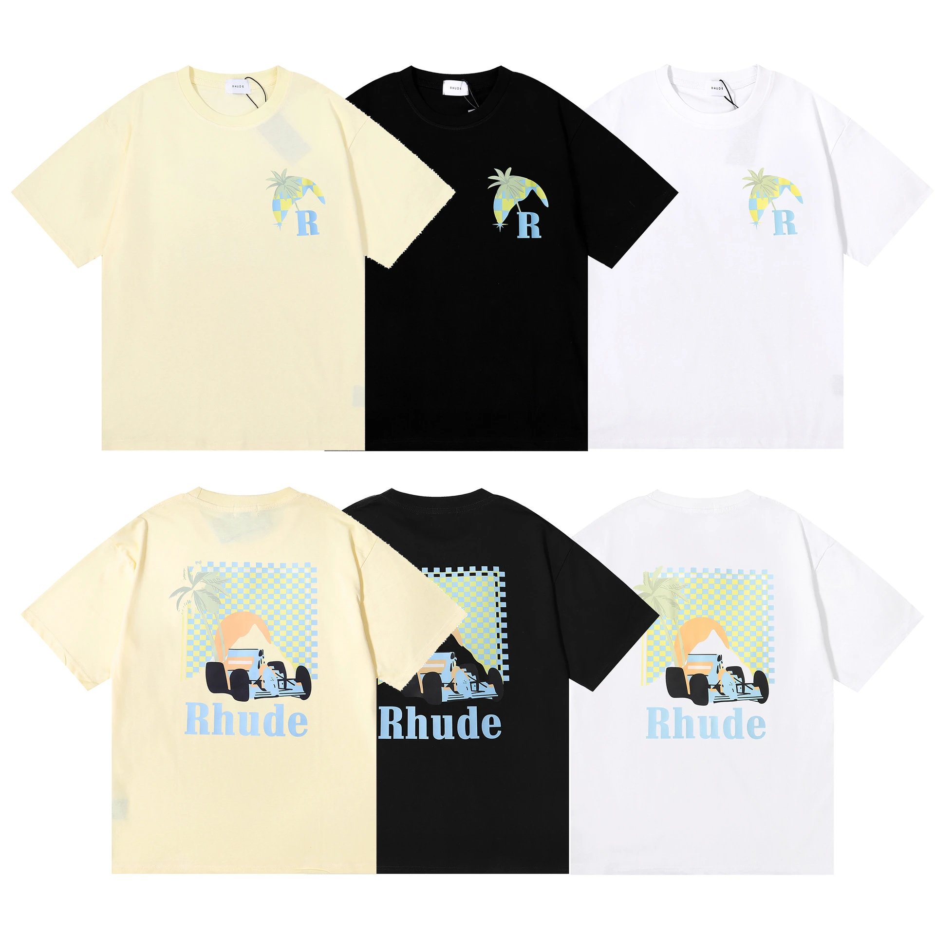 Rhude Sunset Palm Racing Tee Multicolor - High Quality Product Image - Cnfans