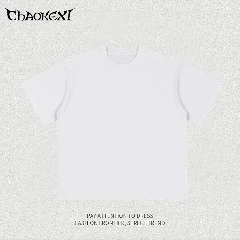Men's Cool Street Tee, Summer Cotton T-Shirt, Off White - ChaoKeXi - Cnfans - $16.68