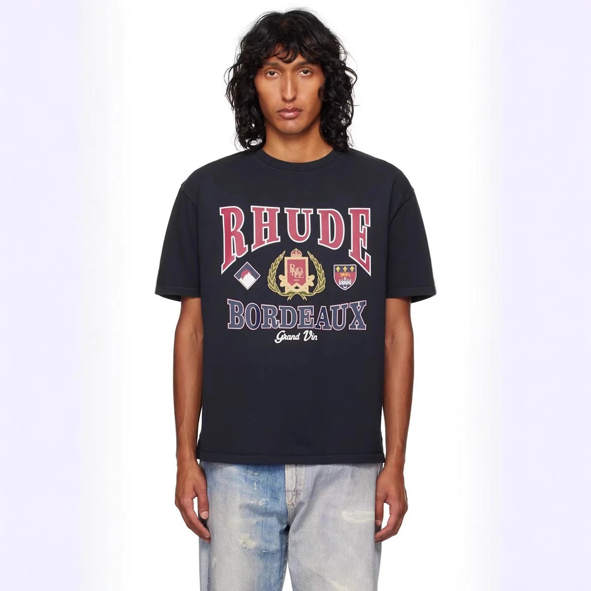 Rhude Geometric Logo T-shirt Black - Gallery Image 8 - Detailed View
