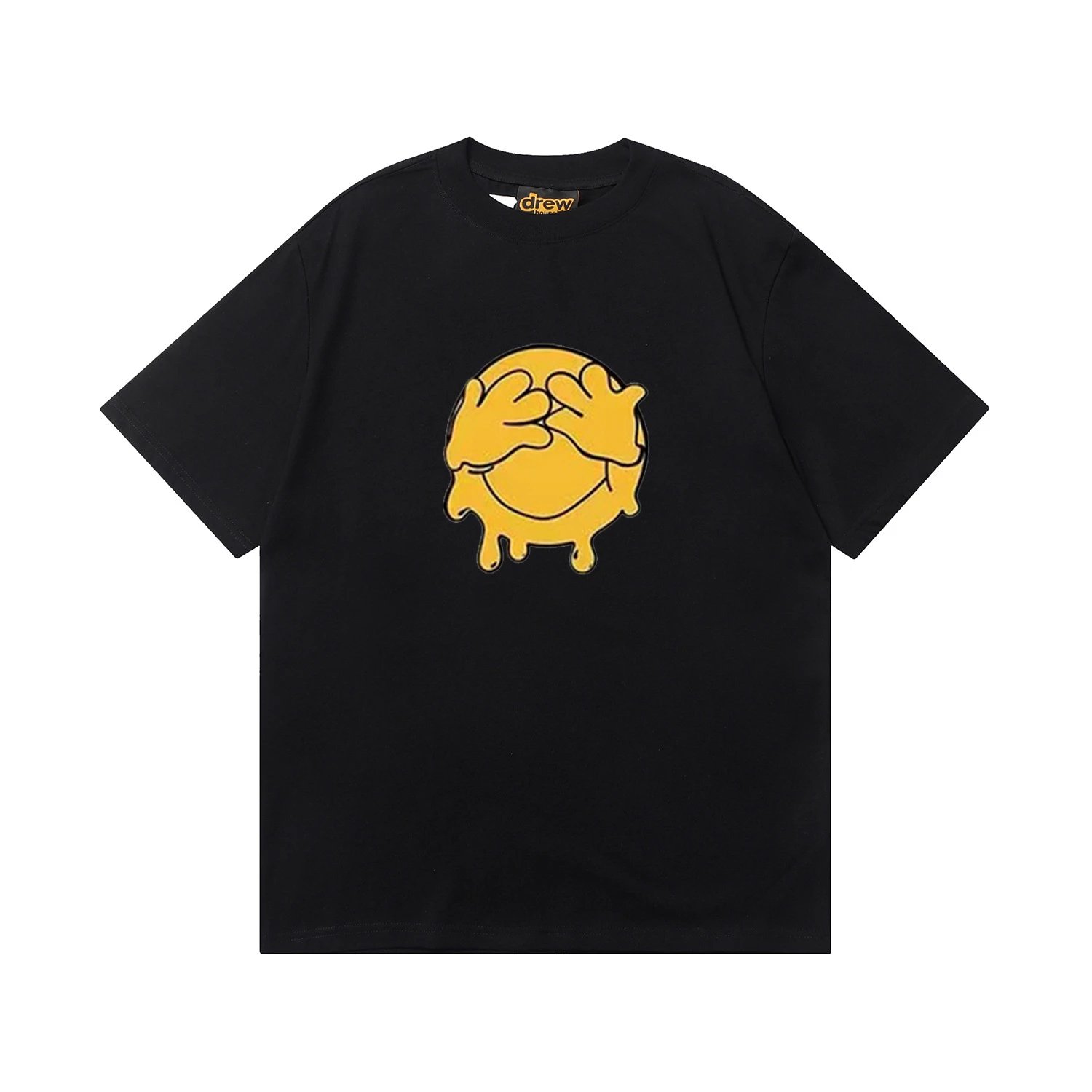 Street Style Cartoon Melted Smile Tee Black - Drew(Drew House) - Cnfans - $20.65