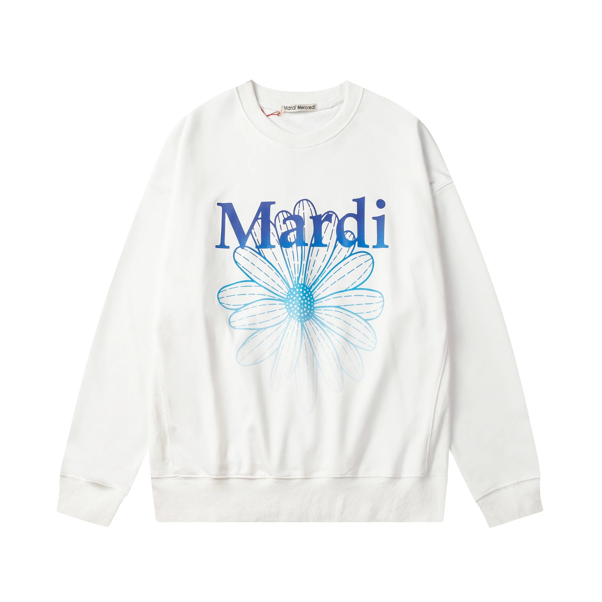 Trendy Oversized Daisy Graphic Crewneck Pullover, Ash Grey - Gallery Image 2 - Detailed View