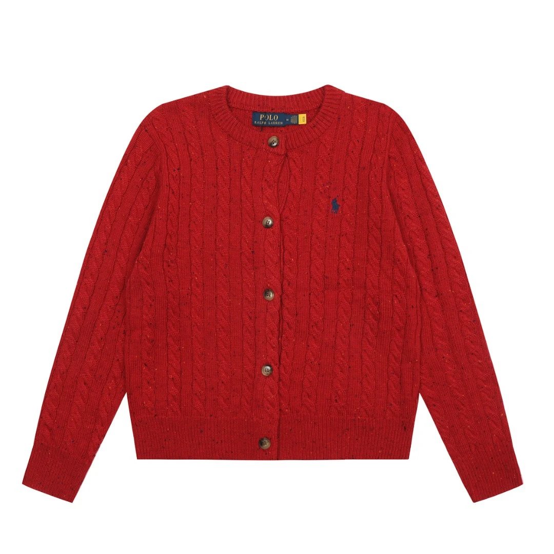 Classic Wool Blend Knit Cardigan Sweater Scarlet - Ralph Lauren - Cnfans - $39.35