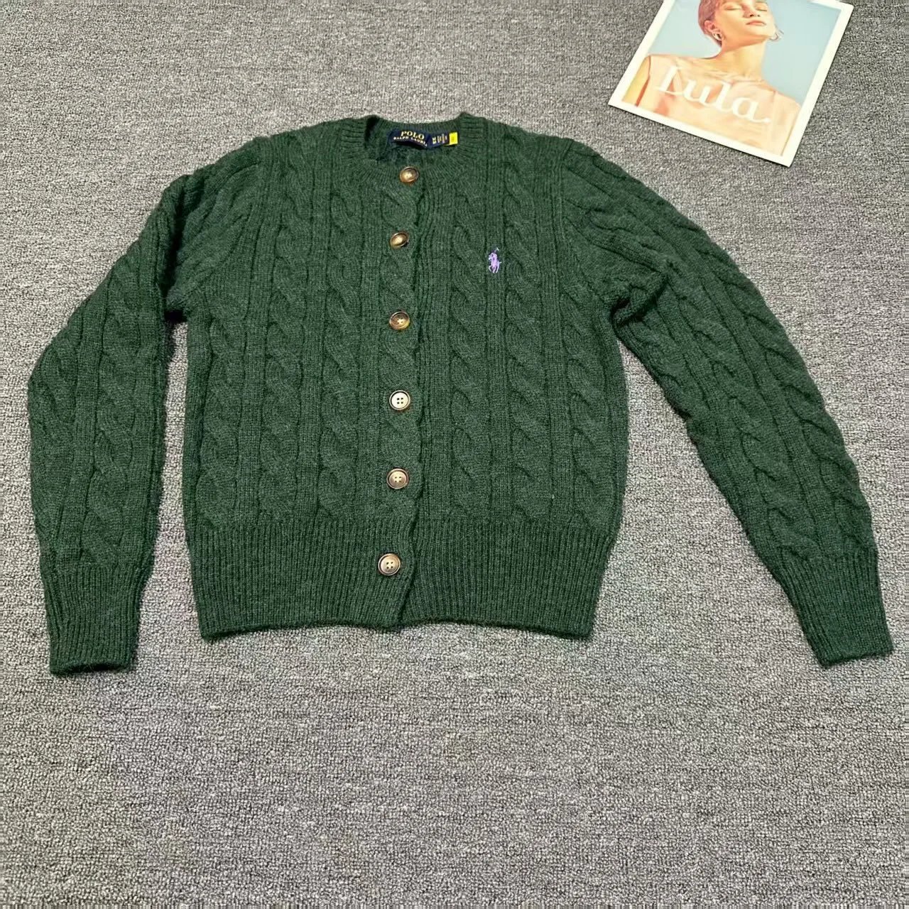 Ralph Lauren Wool Cardigan Cream - Gallery Image 12 - Detailed View